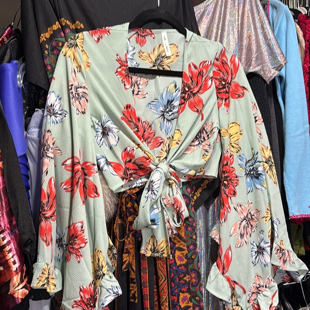 Floral Tie-Front Blouse